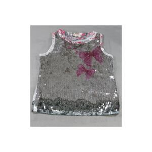 STWELVE Tank Top Girls Small Sequin Pink Bow Floral Lace Sleeveless Shirt